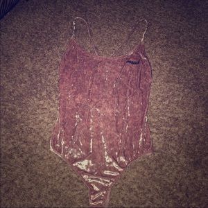 Wet seal pink Velvet Bodysuit